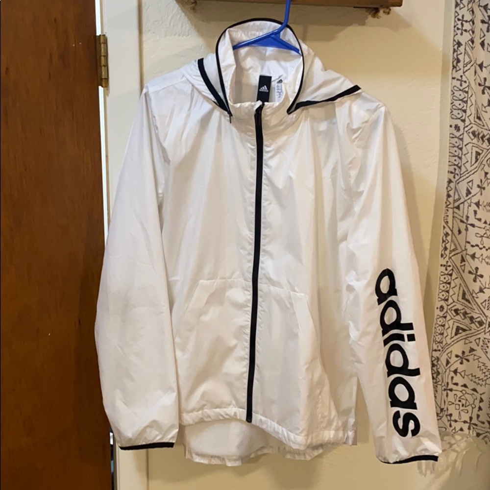Adidas white wind breaker
